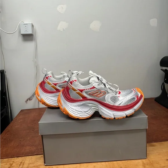 関税込【BALENCIAGA】10XL mesh sneakers White/Orange WMNS) Balenciaga 10XL Sneakers 'White Red and Orange Mesh